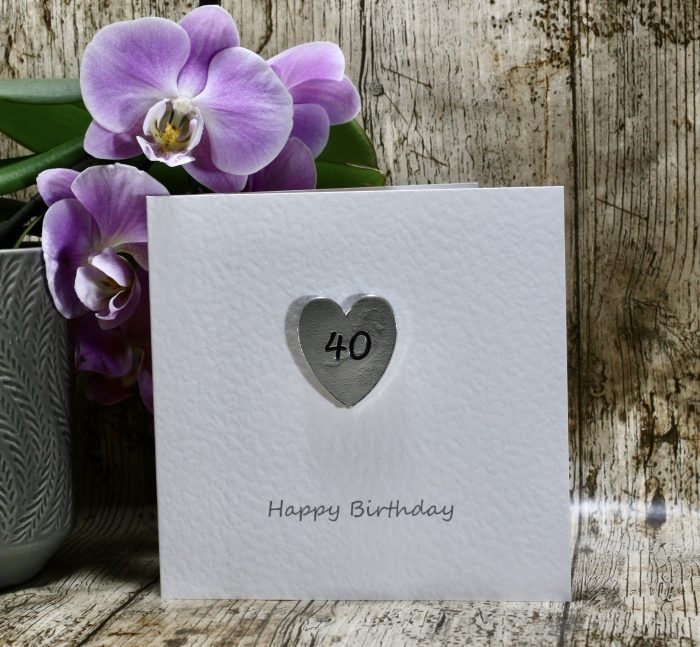 40th Happy Birthday – Heart Keepsake Card 40th Happy Birthday – Heart Keepsake Card