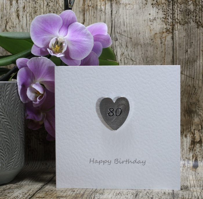 80th Happy Birthday – Heart Keepsake Card 80th Happy Birthday – Heart Keepsake Card