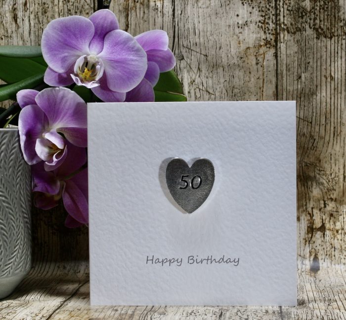 50th Happy Birthday – Heart Keepsake Card