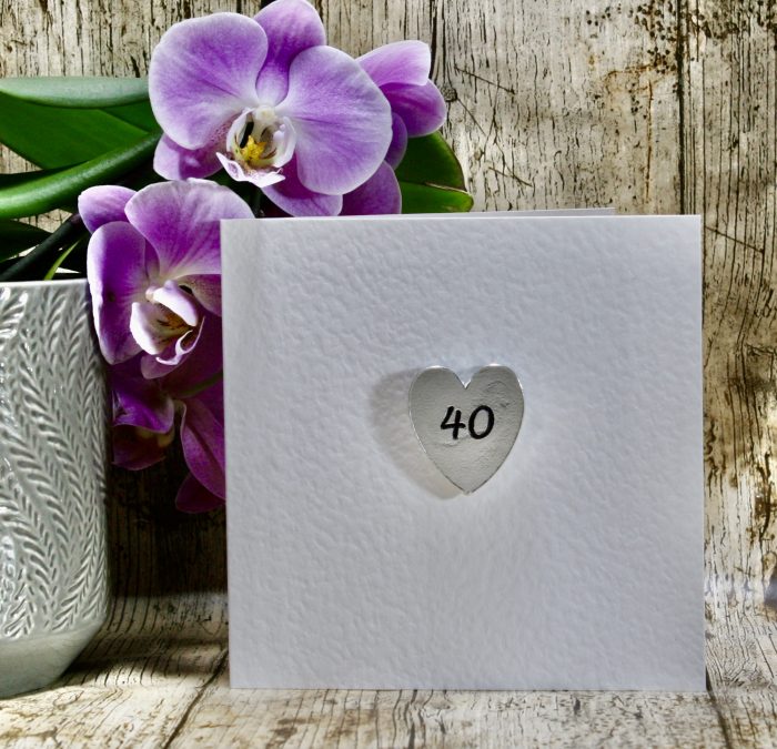 40th Happy Birthday – Heart Keepsake Card 40th Happy Birthday – Heart Keepsake Card